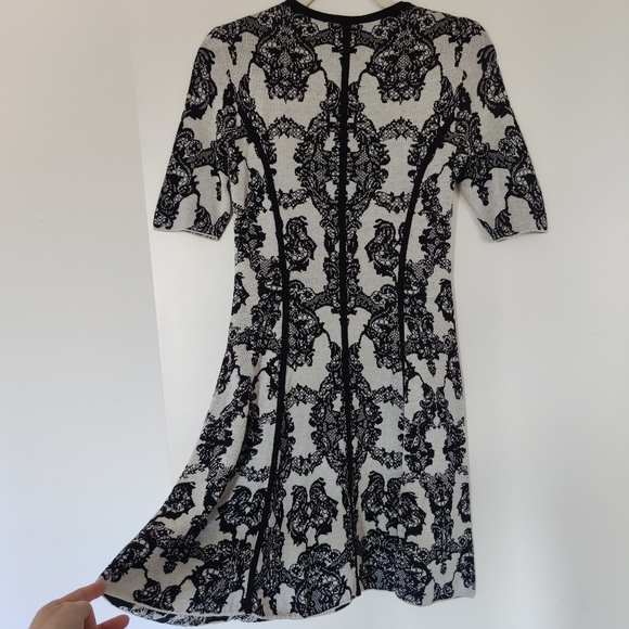 BCBG MAXAZARIA Short Sleeve silk dress Size Small. Fine knit, lace pattern - Picture 7 of 8